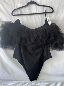Body Torrid Plus Foxy Fuera del Hombro Tul Talla 3 NUEVO CON ETIQUETAS NEGRO - Imagen 1 de 5
