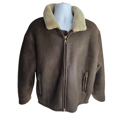 Remy Leather Shearling Sheepskin B-3 Bomber Aviator Flight Jacket XL Made USA - Image 1 of 4