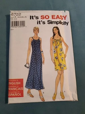 8722 Simplicity "EASY" Pattern Sleeveless Summer Dress 2 Lengths Sz XS-XL  UC FF - Image 1 of 3