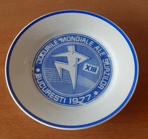 GIOCHI OLIMPICI PER SORDI DEAFLYMPICS Souvenir 1977 Bucarest piatto ricordo - Foto 1 di 3