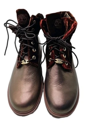 Botas Timberland para mujer talla 8 M sin usar cuero terciopelo tobillo con cordones suela Foto 1 de 4