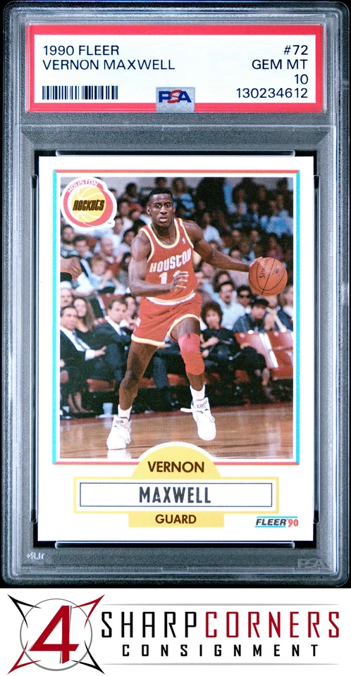 1990 FLEER #72 VERNON MAXWELL ROCKETS PSA 10 - Image 1 of 3