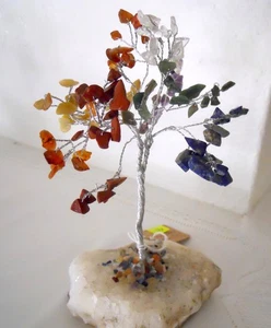 Gemstone Tree  Chakra  Multicolor Silver Wire  6 inches tall - Picture 1 of 4