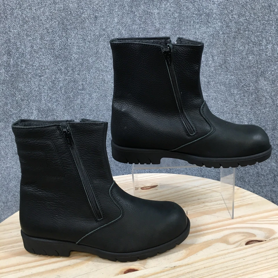 Calentadores de Puntera Botas Mujer 9 WW Botín Cuero Negro Impermeable Cremallera Lateral Foto 1 de 4