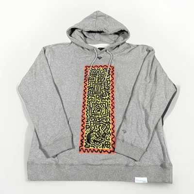 Pulôver Disney Mickey Mouse x Keith Haring Diamond Supply masculino com capuz 2XL cinza - Imagem 1 de 4