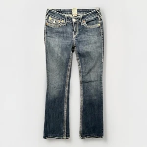 Pantalones de mezclilla True Religion Billy Big T para mujer 27 corte bota Ricky tiro alto solapa EE. UU. Y2K - Imagen 1 de 9