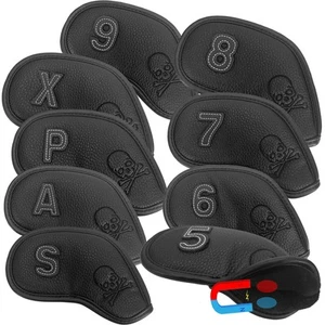 Premium Magnetic Leather Iron and Wedge Golf Club Head Covers | Set of 10| Fi... - Picture 1 of 7