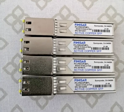 4 X NEW Finisar FCLF8522P2BTL-FY - Active Copper SFP - 1000 Base-T RJ45 - Image 1 of 2