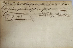 1761 Colonial Philadelphia ricevute, David McMurtrie, primo commercio della Pennsylvania - Foto 1 di 2