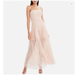 NEW BCBGMAXAZRIA Sz 4 Celeste Pink Lace Strapless Sheer Evening Dress - Picture 1 of 10