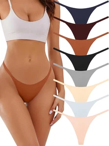 Seamless G-String Thongs for Women - No Show Thong Underwear Stretch Breathable  - Picture 1 of 19