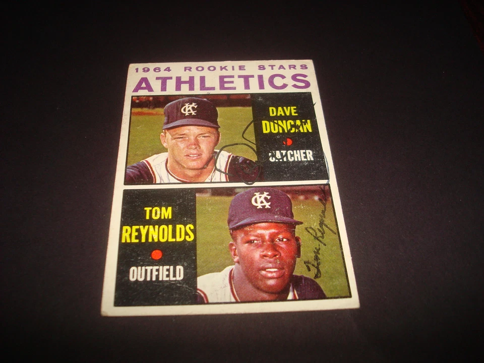 1964 TOPPS #528 DAVE DUNCAN & TOM REYNOLDS ATHLETICS ROOKIE SIGNED AUTOGRAPH -BC - Image 1 of 1