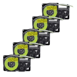 Cartucho de cinta amarillo fluorescente 5PK XR-12FYW para impresora de etiquetas Casio KL-60 EZ - Imagen 1 de 9