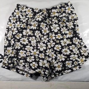 SheIn Curve Womens Black White Casual Short  Flower Power High Waist Sz S - Picture 1 of 6