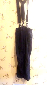 Cabela's Nylon Hunting Pants Mens M short suspenders Gor-Tex Black 32" x 29.5" - Picture 1 of 8