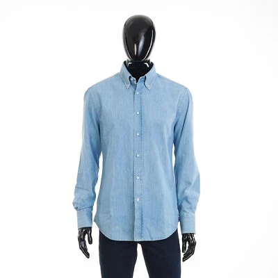 Camisa vaquera BRUNELLO CUCINELLI 890$ - Slimfit, abotonada, algodón azul claro Foto 1 de 4