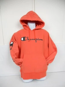 Sudadera con Capucha Champion Para Hombre Grande Tejido Inverso - Naranja - Logo Pecho y Brazo - Imagen 1 de 24