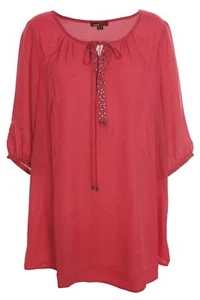 X Two Red Canciana Bluse T Shirt Tunika Cafell Damen Lagenlook Plusgröße Kurzarm - Picture 1 of 6