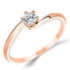 14K Solid Rose Gold CZ Cubic Zirconia Solitaire Engagement Promise Ring