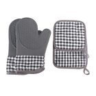 4er-Pack Silikon Backofenhandschuhe und Topfhalter hitzebestndig mit Baumwollf