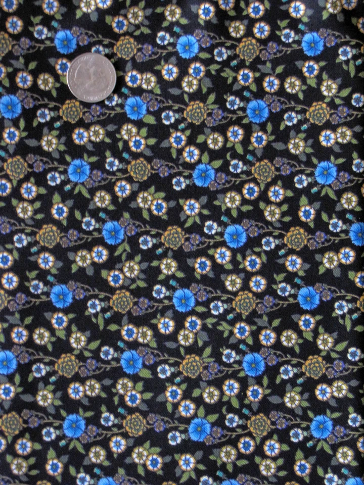 Tela floral azul negro algodón coser de vid por elección telas por yarda Foto 1 de 1