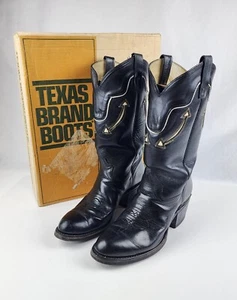 Botas de Vaquero Marca Texas Para Hombre Negro Blanco Flechas Talla 10 D con Caja En muy buen estado - Imagen 1 de 13
