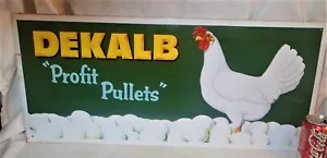 NOS DEKALB COUNTRY CHICKEN PROFIT PULLETS EGG FARM FEED METAL TIN HOME ART SIGN - Picture 1 of 11