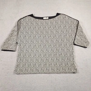 Chicos Sweater Women's Size 3 US XL Black White Geometric Heavy Knit /4 Sleeve - Picture 1 of 14