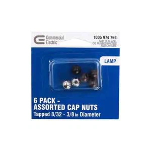 2 Pack Commercial Electric Lamp Matte Black Cap Nuts Oil Rubbed Bronze & Chrome - Picture 1 of 3