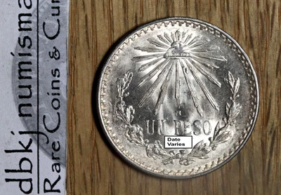 México 1940 a 1945 - 1 Peso - Gorra y Rayos - Plata 720 - KM455 - AU BU Foto 1 de 3