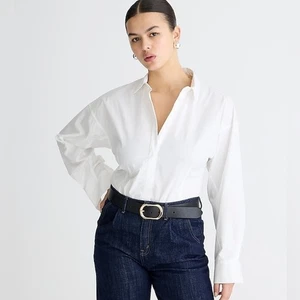 J. Crew Fitted button-up shirt in stretch cotton-blend poplin in white size 14 - Picture 1 of 9