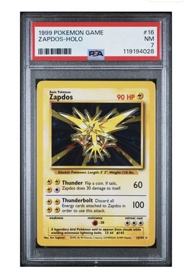 1999 POKEMON GAME #16 ZAPDOS-HOLO PSA 7, Free Shipping - Image 1 of 3