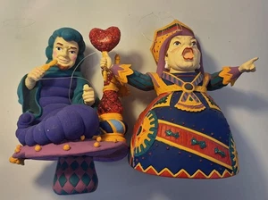 Damaged Alice in Wonderland Ornaments Queen of Hearts+Caterpillar READ/PICTURES - Picture 1 of 6