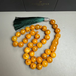 Antique Handmade Amber Tasbih Misbaha Islamic Prayer Beads 12.1mm 45.5g - Picture 1 of 3