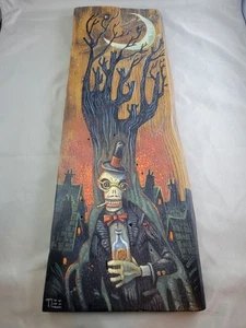 Tim Lee Esqueleto Halloween Arte Popular THE LURKER Acrílico A Bordo - Imagen 1 de 7