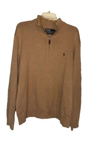 Polo Ralph Lauren Pullover Herren Extra Large Beige Baumwolle 1/4 Zip Pulli - Bild 1 von 9