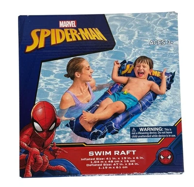 Balsa de natación inflable flotador para niños Marvel Spider-Man 41x19 pulgadas edades 3+ nuevo Foto 1 de 3