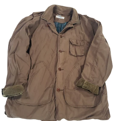 Banana Republic Military Jacket Mens Brown M Lined Leather Collar Outdoor Chore - Image 1 of 4