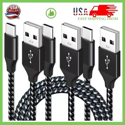 1/3 Pack 3/6/10Ft USB to Type-C Cable Fast Charger Charging Data Sync Cord - Image 1 of 4