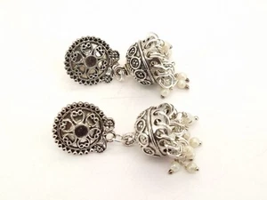 Beautiful Hand Made Jhumki Earrings IN Silver Color Fashionable Studs Jhumki - Picture 1 of 4