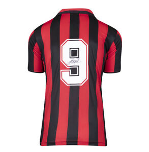 Koszula Marco Van Basten podpisana AC Milan - retro, koszulka z autografem numer 9