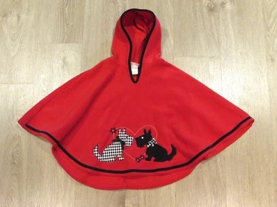 GOOD LAD Girl's Red Fleece Hooded Cape~ Scottie Dogs~ 1-Size (4-6) - Image 1 of 4