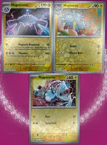 Magnezone 063/064/065/197 Fiamme Ossidiana Pokemon Evoluzione Reverse Holo Set quasi nuovo - Foto 1 di 4