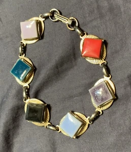 Gold Tone Multicolored Stone Bracelet - Picture 1 of 2