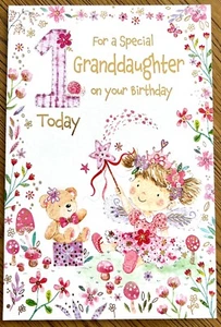 1st birthday Special Granddaughter large card lovely words (#100039) - Picture 1 of 3