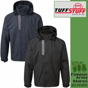 Mens Tuffstuff Heavy Duty Black Waterproof and Windproof Breathable Hood Jacket - Picture 1 of 3