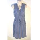 Womens Caslon Nordstrom sleeveless Blue Stripe Summer Dress Medium 