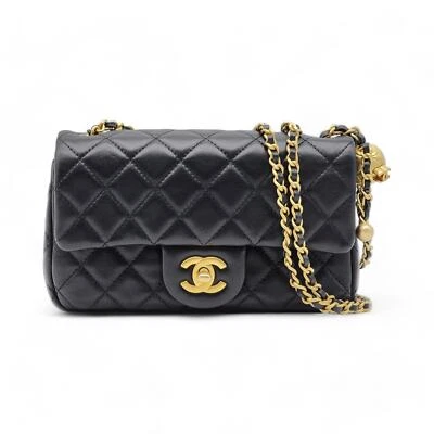 Bolso Chanel Pearl Crush Mini Solapa Acolchado Piel de Cordero Cuero Negro - Nuevo con Caja Foto 1 de 4