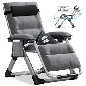 SLSY Zero Gravity Chair 200KG Load Bearing Folding Reclining Padded Chair Chaise - Picture 1 of 23