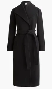 Abrigo para mujer J.Crew mezcla de lana con cinturón negro talla 16 CD824 nuevo con etiquetas - Imagen 1 de 4
